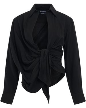 Jacquemus Bahia Tied Sash Shirt - Black