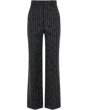 McQueen Certified Broken Stripe Wool Pants, 100% Cotton - Black