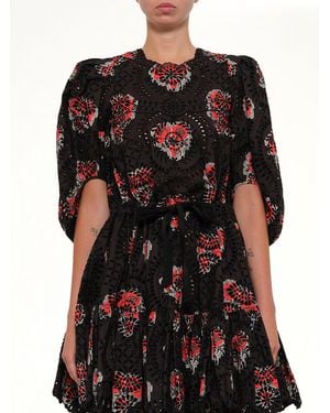 McQueen Poppy Print Abito Dress - Black