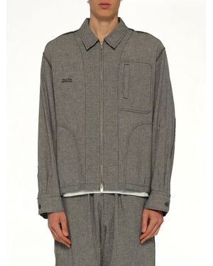 Undercover Linen Stripe Blouson - Gray