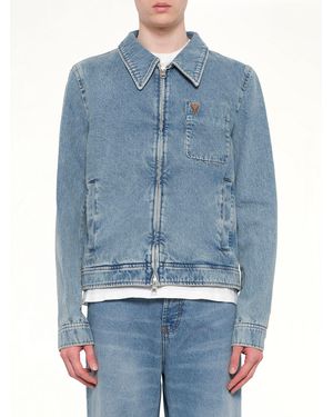 Ami Paris Contrasted Adc Denim Jacket - Blue