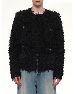 Doublet Straw Tweed Knit Cardigan - Black