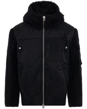 Sacai X Faux Shearling X Nylon Twill Blouson Bomber Jacket, Long Sleeves, 100% Polyester - Black
