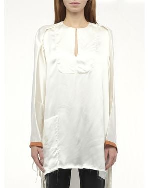 Loewe Satin Long Back Top, Size: Small - White