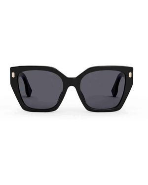 Fendi Fe40070F Thick Square Sunglasses With Smoke Lens - Black