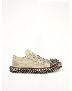 Doublet Dirty Spike Toe Cap Canvas Trainer - White