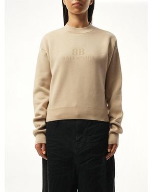 Balenciaga Cropped Jumper - Natural