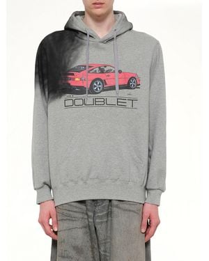 Doublet Exhaust Stained Hoodie - Gray