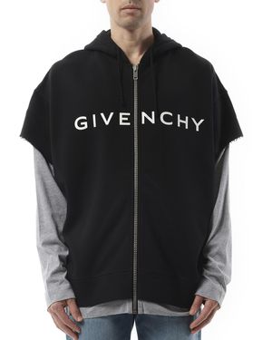 Givenchy Jersey Multi Layer Hoodie, Long Sleeves, 100% Cotton, Size: Medium - Black