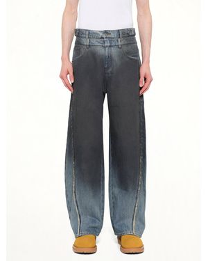 Feng Chen Wang Double Waist Gradient Denim Trousers - Grey