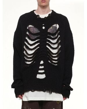 Doublet Rib & Spine Knit Pullover - Black