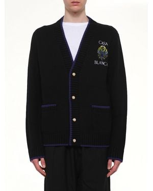 CASABLANCA Flaming Tennis Ball Cardigan - Black