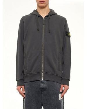 Stone Island 6100067 Brushed Cotton Zip-Up Hoodie - Grey