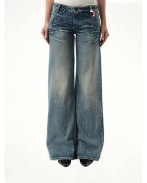 Fax Copy Express 888 Low-Rise Oversized Jeans, 100% Cotton, Size: Small - Blue