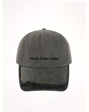 Feng Chen Wang Denim Spliced Baseball Cap - Grey