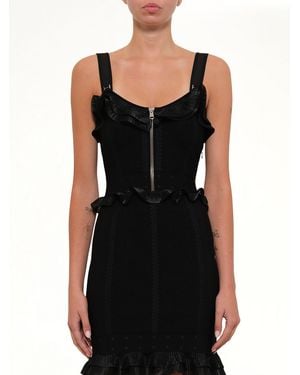 McQueen Cage Jacquard Mini Dress - Black