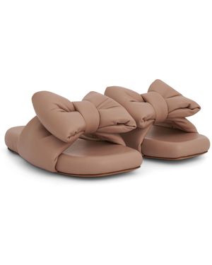Off-White c/o Virgil Abloh Nappa Bow Padded Slipper Sandals, 100% Leather - Brown
