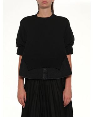 Sacai Denim X Knit Pullover - Black