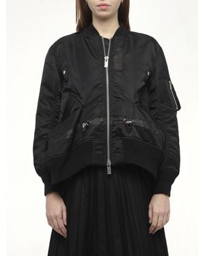 Sacai Nylon Twill Blouson With Drawstring, 100% Polyester - Black