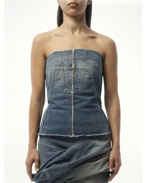 Rick Owens Bustier Top, 100% Cotton, Size: Small - Blue