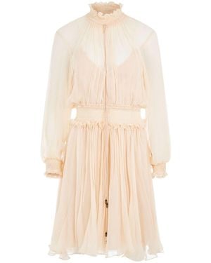 Chloé Robe Dress, 100% Silk - Natural