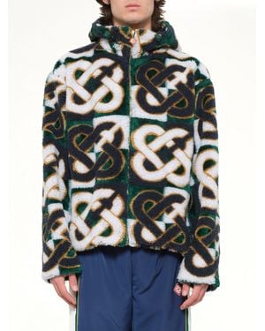 CASABLANCA Fleece Monogram Jacket - Blue