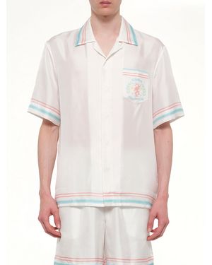 CASABLANCA Dance Joy Cuban Collar Ss Shirt - White