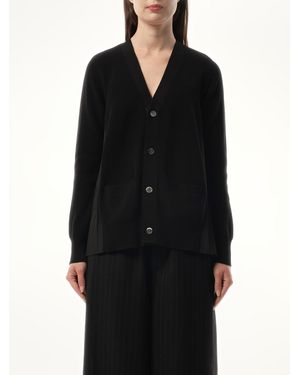 Sacai Cotton Knit Poplin Cardigan - Black