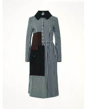 Maison Margiela Long Stripe Shirt Dress, Long Sleeves, 100% Cotton - Blue