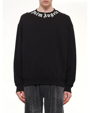 Palm Angels Neck Logo Regular Sweatshirt - Black