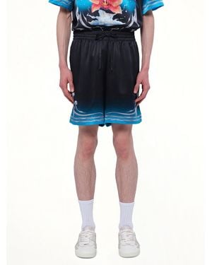 CASABLANCA Silk Satin Blades Shorts - Black