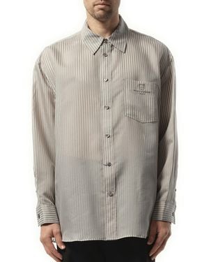 WOOYOUNGMI Sheer Stripe Shirt, Long Sleeves, 100% Polyester - Grey