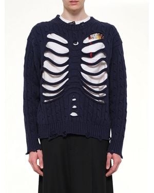 Doublet Rib Cage Cable Knit Pullover - Blue