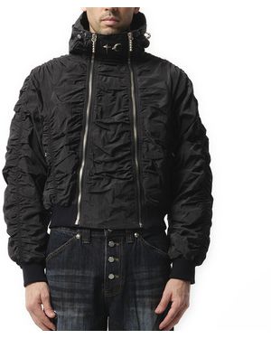 THUG CLUB Scarred Double Flying Bio Bomber Jacket, 100% Polyester - Black