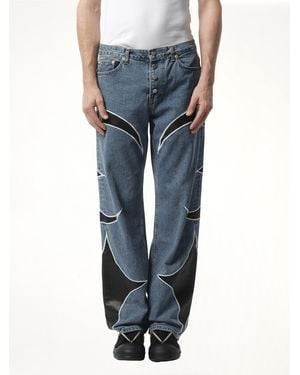 THUG CLUB Tc Leather Washing Denim Trousers - Blue
