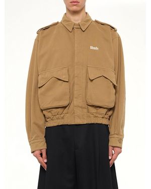 Rhude Logo Cotton Pilot Jacket - Natural
