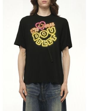 Doublet Big Neon Paint Fan Service T-Shirt, 100% Polyester - Black