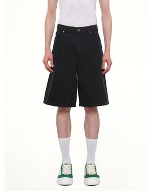 CASABLANCA Laser Monogram Denim Shorts - Black