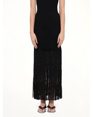 Alaïa Tube Fringed Knit Skirt - Black
