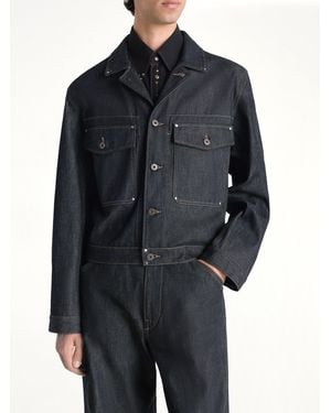 Lemaire Trucker Jacket With Studs - Blue