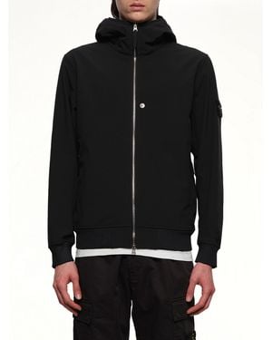 Stone Island Q100004 Soft Shell Hooded Jacket - Black