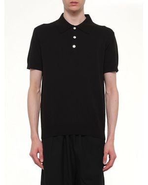 CASABLANCA Pointelle Monogram Polo - Black