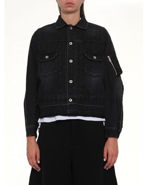Sacai Denim X Nylon Twill Jacket - Black