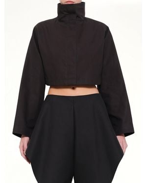 Alaïa Silk Cotton Cropped Jacket - Black