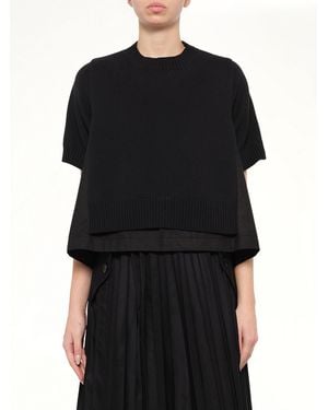 Sacai Cotton Weather X Cashmere Knit Jumper - Black