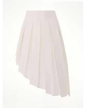 we11done Wool Asymmetrical Pleated Skirt - White