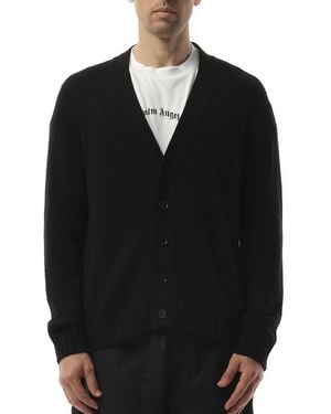 Palm Angels Curved Logo Cardigan, 100% Cashmere, Size: Small - Black