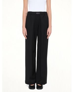 Loewe Logo Pleated Pants - Black