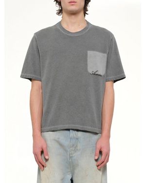 Amiri Faded Pocket Crop T-Shirt - Grey