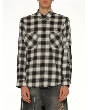 Amiri Bones Flannel Overshirt - Grey